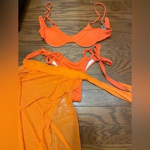 Orange bikini with coverup